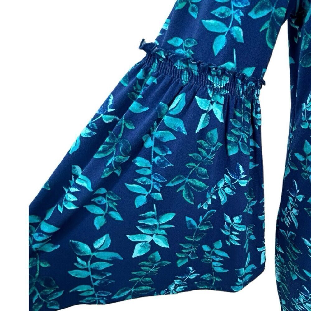 Pip & Vine Bell Sleeve Blue Floral Tunic Dress Maternity Size L - Picture 8 of 13